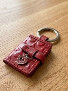 Vintage Y2K Coach Red Patent Leather Mini Picture Frame Keychain Charm